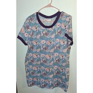 Lularoe Blue Floral Short Sleeve Blouse Sz 2XL